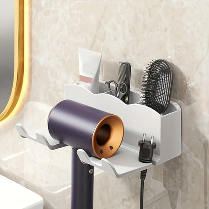 No-Drill Wall-Mounted Hair Dryer Holder