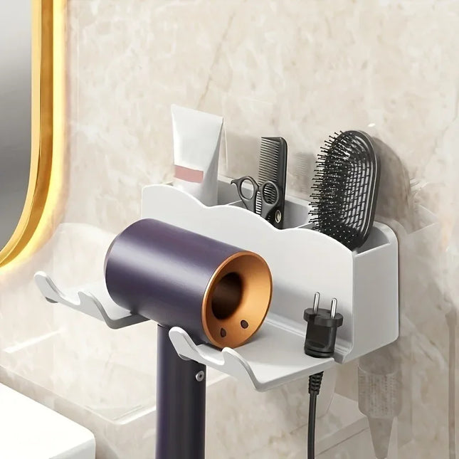 No-Drill Wall-Mounted Hair Dryer Holder