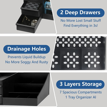 Bathroom Countertop Organizer With Drawers Cologne Organizer For Men, Cologne Holder For Dresser, Perfume Stand,